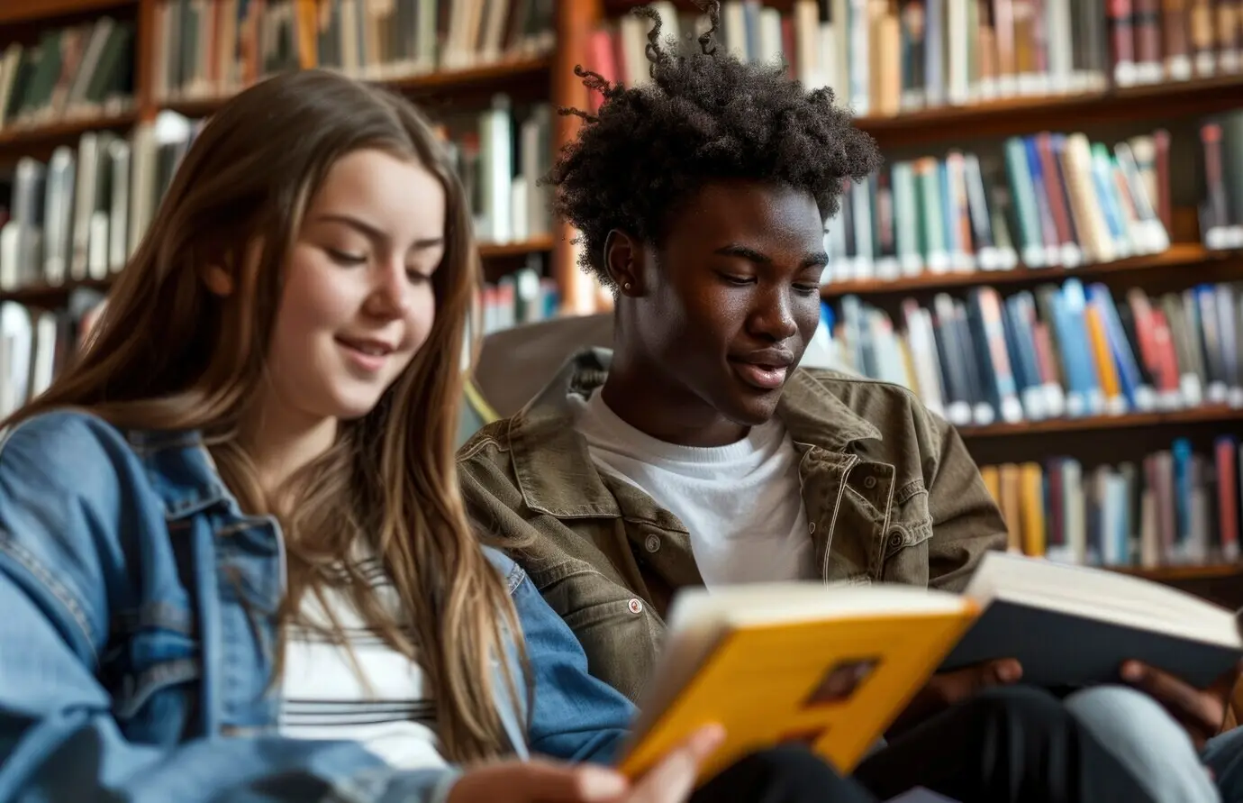 Gruppe vielfältiger Teenager und junger Menschen, die gemeinsam Aktivitäten unternehmen und den Welttag der Jugendkompetenzen feiern.